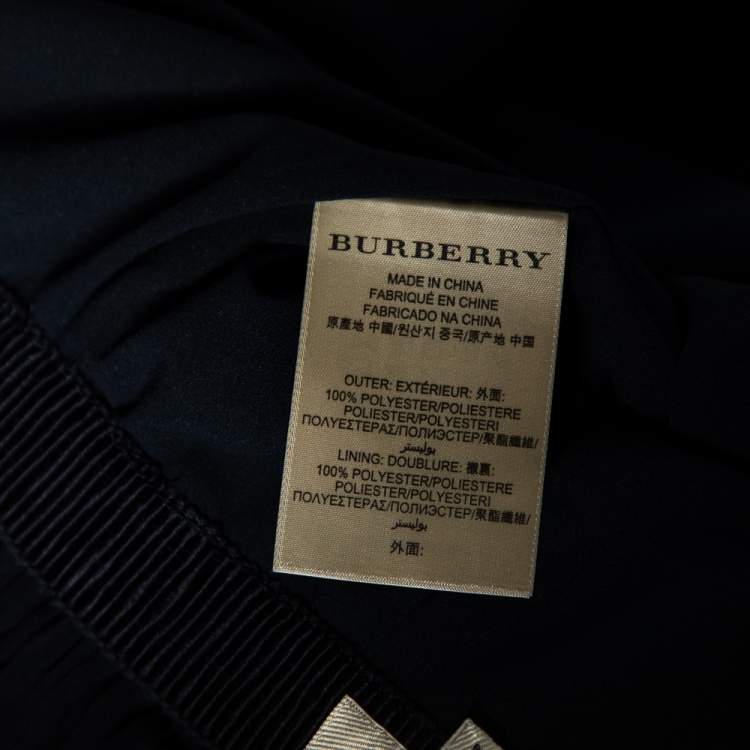 مملوكة م�سبقًا Burberry Navy Blue Chiffon Paneled Ruched Pencil Skirt M
