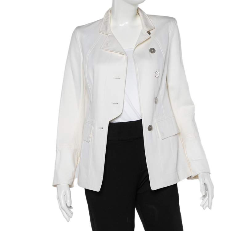 Pre Owned Burberry Off-White Cotton Button Front Jacket S
