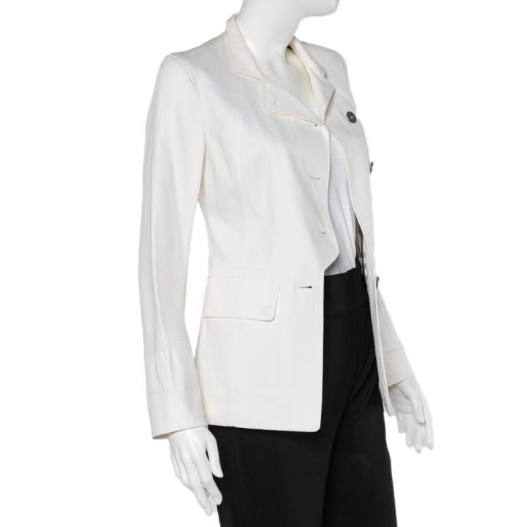 Pre Owned Burberry Off-White Cotton Button Front Jacket S
