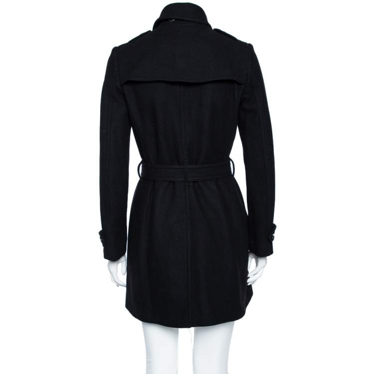 مملوكة مسبقًا Burberry Brit Black Wool Belted Double Breasted Trench Coat S