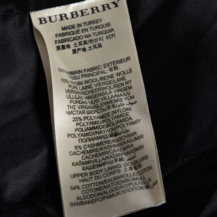 مملوكة مسبقًا Burberry Brit Black Wool Belted Double Breasted Trench Coat S