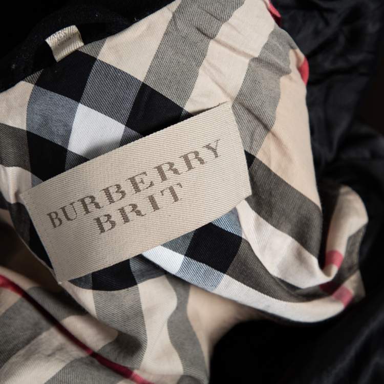 مملوكة مسبقًا Burberry Brit Black Wool Belted Double Breasted Trench Coat S