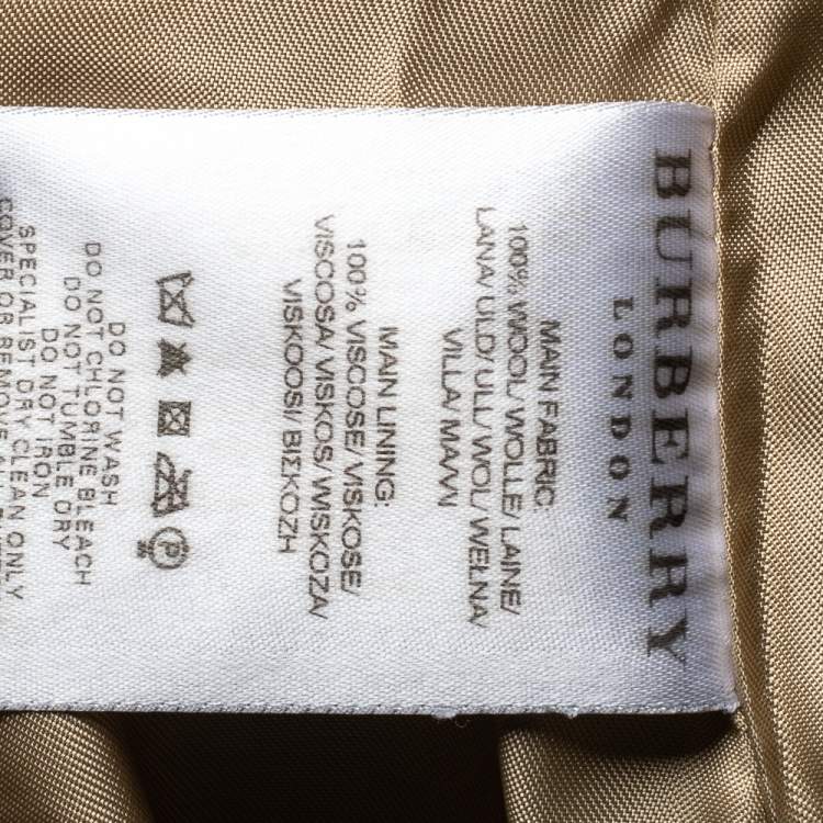 Pre Owned Burberry Beige Novacheck Wool Double Breasted Trench Coat XS