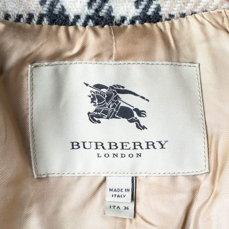 Pre Owned Burberry Beige Novacheck Wool Double Breasted Trench Coat XS