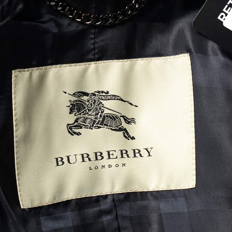 Pre Owned  Burberry Black Canvas Double Breasted Trench Coat M