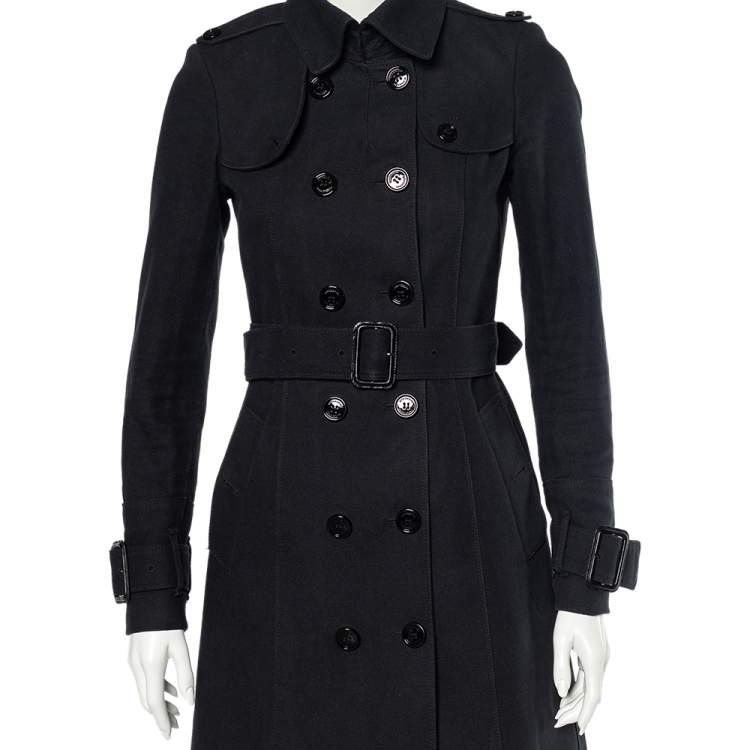 Pre Owned  Burberry Black Canvas Double Breasted Trench Coat M