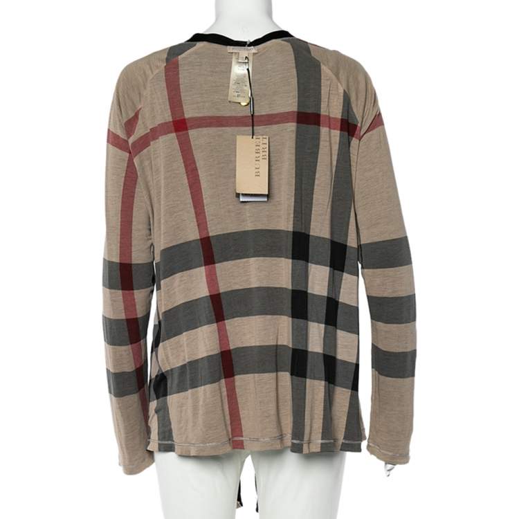 Pre Owned Burberry Black Modal Reversible Open Front Cardigan XL 