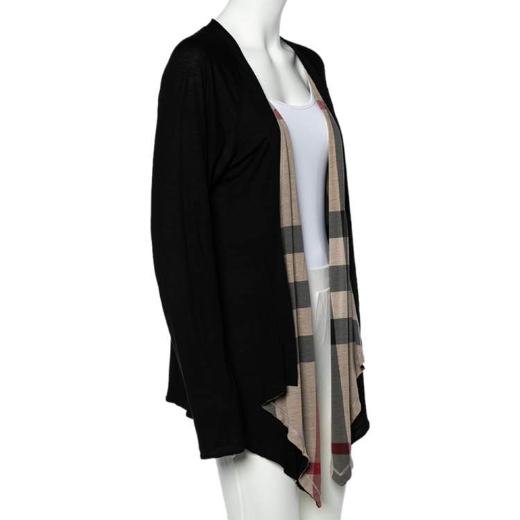 Pre Owned Burberry Black Modal Reversible Open Front Cardigan XL 