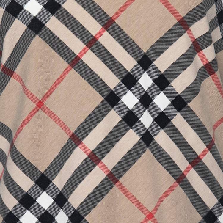 Pre Owned Burberry Beige Nova Check Cotton V-Neck T-Shirt L 