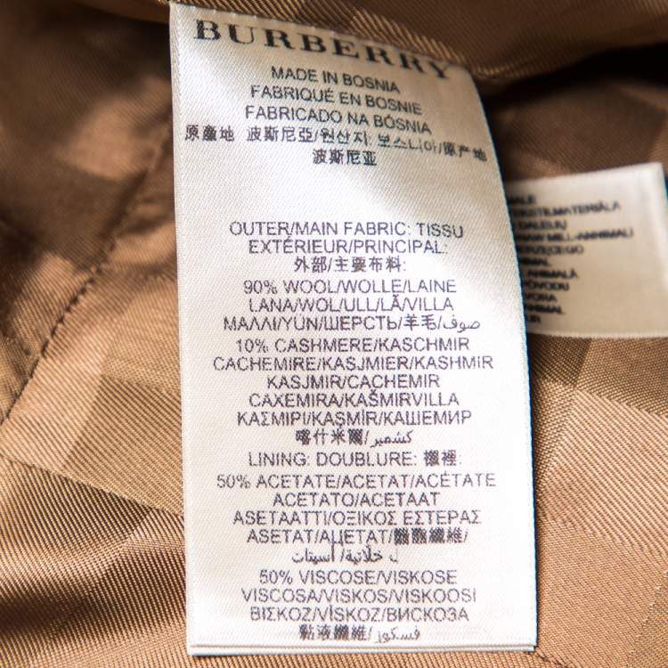 مملوكة مسبقًا Burberry Ochre Brown Cashmere Wool Mid Length Coat S