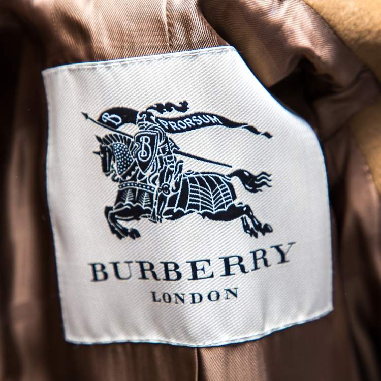 مملوكة مسبقًا Burberry Ochre Brown Cashmere Wool Mid Length Coat S