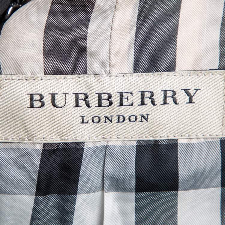 Pre Owned Burberry Black Synthetic Cinched Waist Detail Zip Front Jacket XS