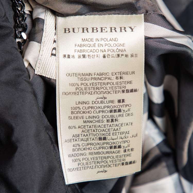 Pre Owned Burberry Black Synthetic Cinched Waist Detail Zip Front Jacket XS