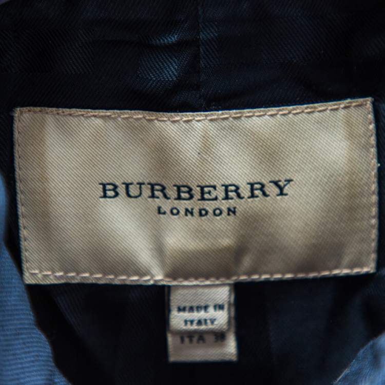 Pre Owned Burberry Black Wool Double Breasted Cropped Trench Jacket S