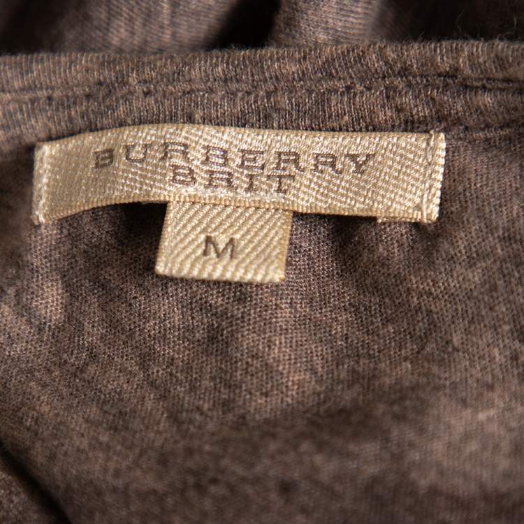 Pre Owned Burberry Brit Taupe Checkered Knit Sleeveless Top M