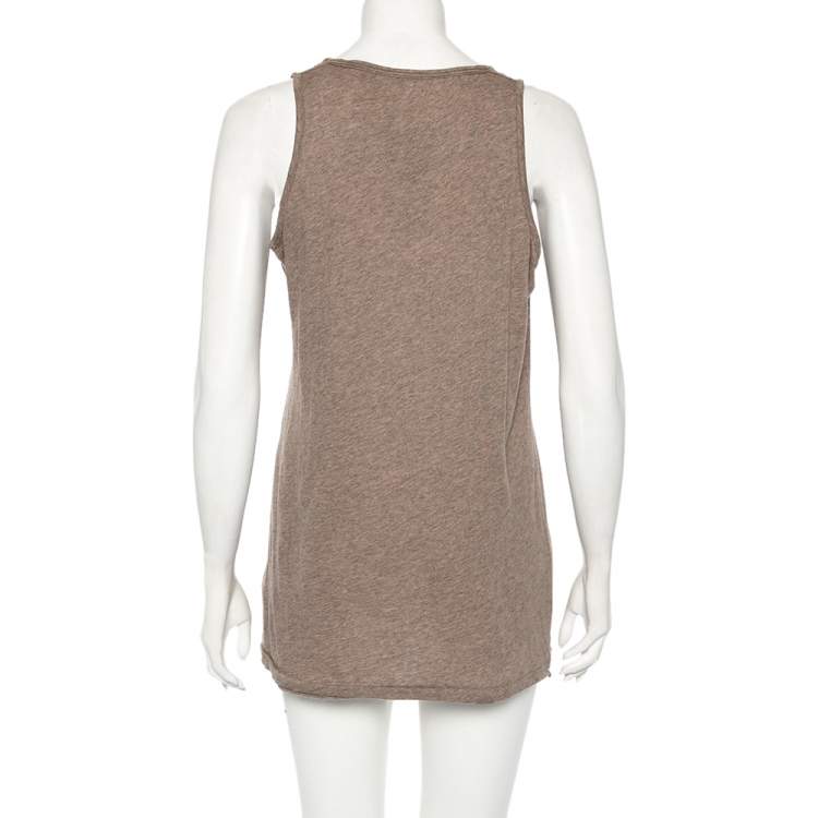 Pre Owned Burberry Brit Taupe Checkered Knit Sleeveless Top M