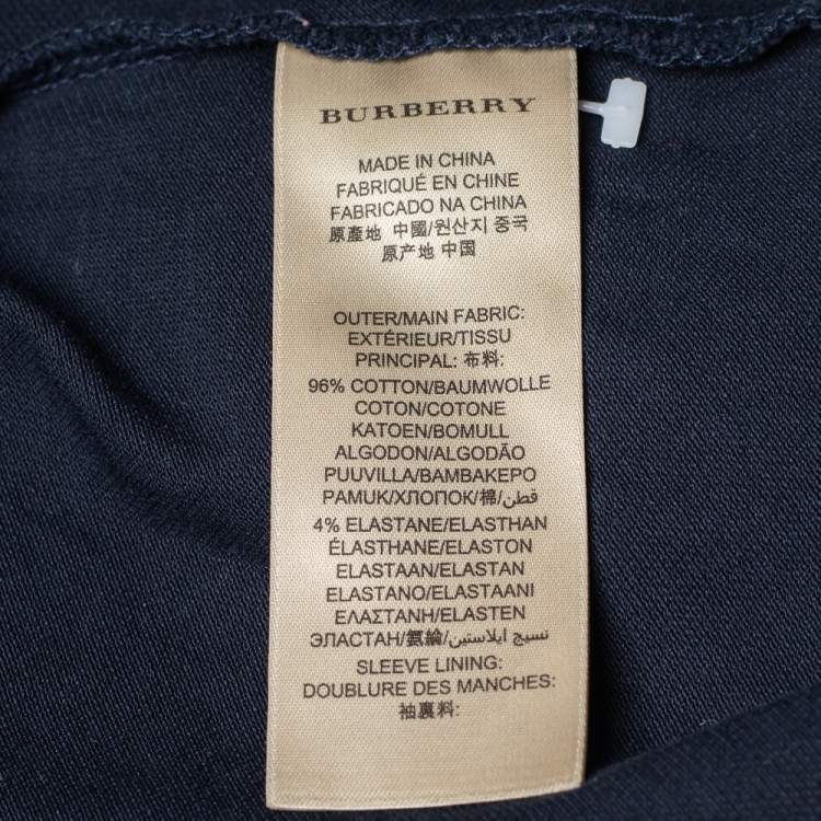 Pre Owned Burberry Brit Navy Blue Cotton Pique Polo T-Shirt M