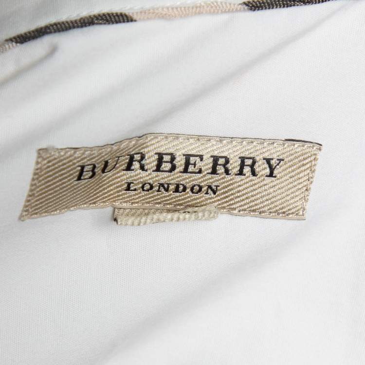 مملوكة مسبقًا Burberry White Cotton Ruched Waist Button Front Shirt M