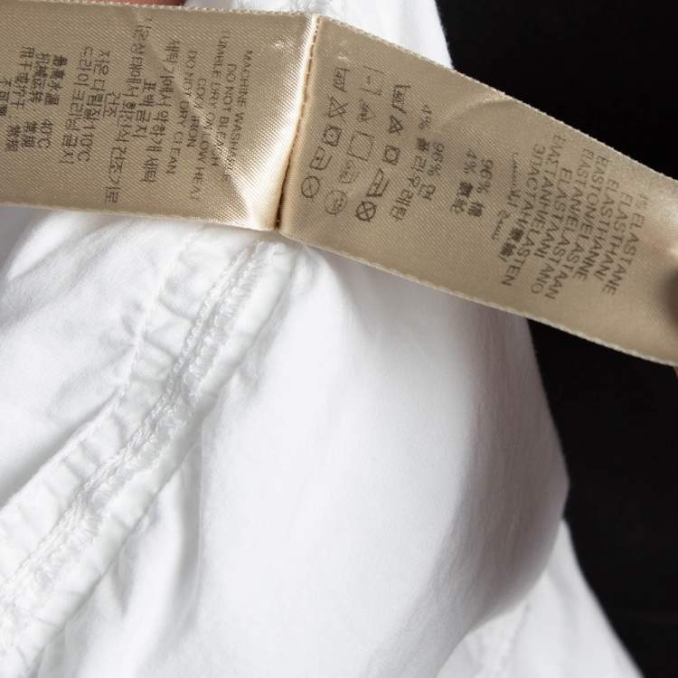 مملوكة مسبقًا Burberry White Cotton Ruched Waist Button Front Shirt M