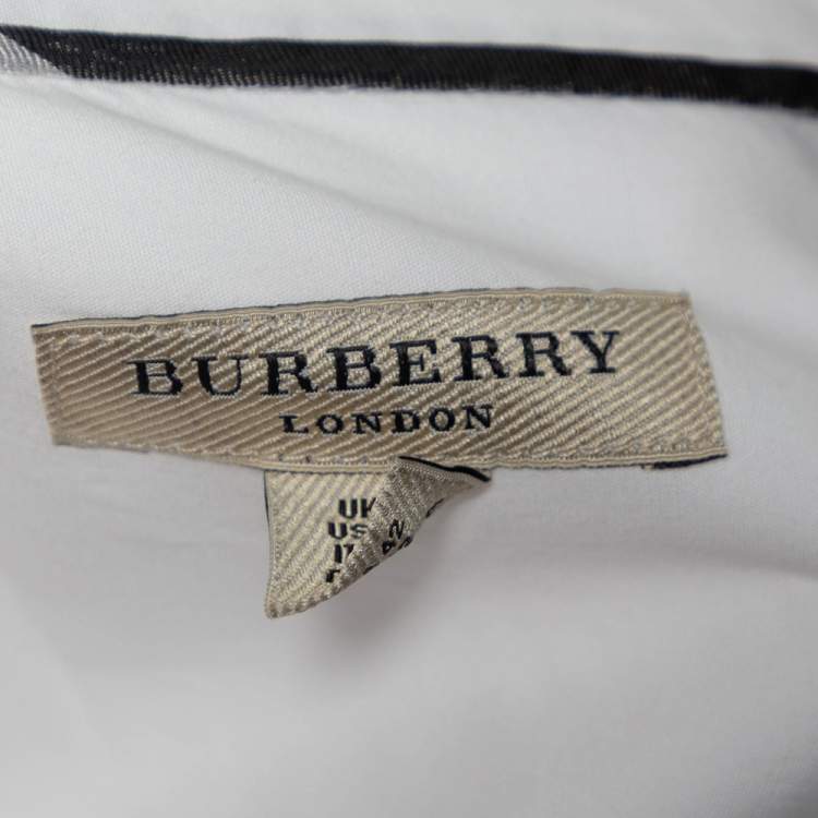 Pre Owned Burberry White Cotton Pintuck Detail Shirt M