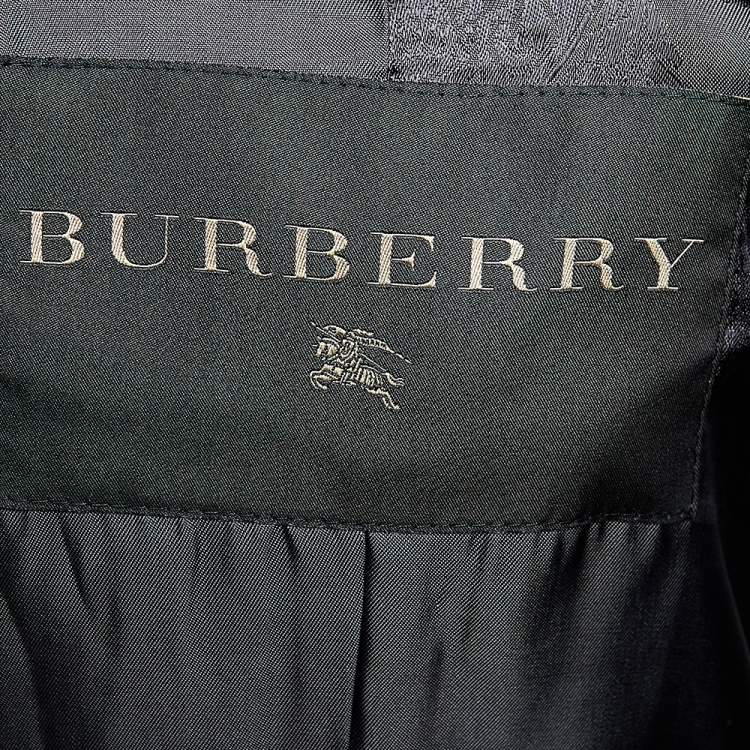 Pre Owned Burberry Grey Cashmere & Wool Smocked Peplum Jacket M