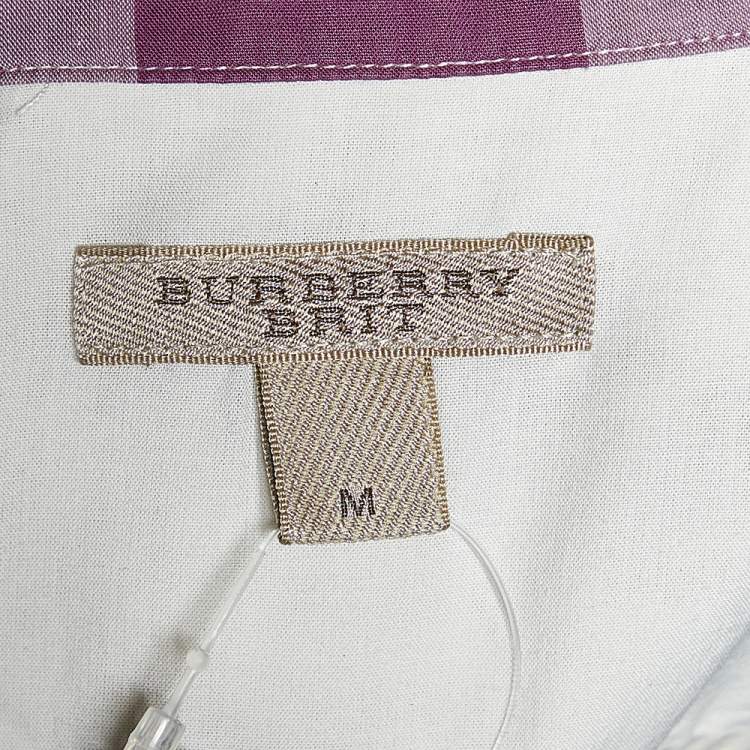 Pre Owned Burberry Brit Pink Exploded Check Cotton Button Front Shirt M