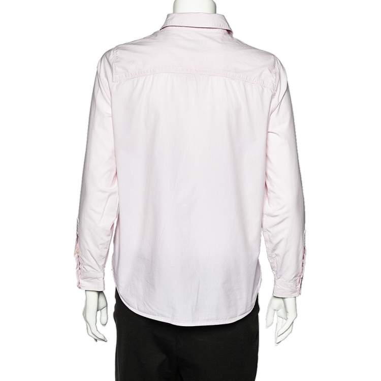 Pre Owned Burberry Brit Pink Striped Cotton Button Front Shirt M