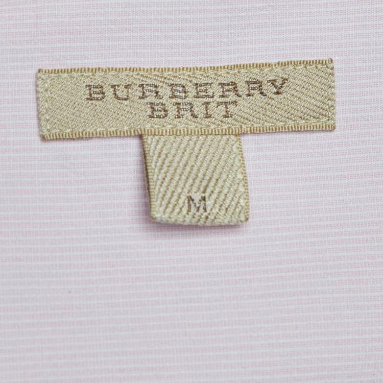 Pre Owned Burberry Brit Pink Striped Cotton Button Front Shirt M