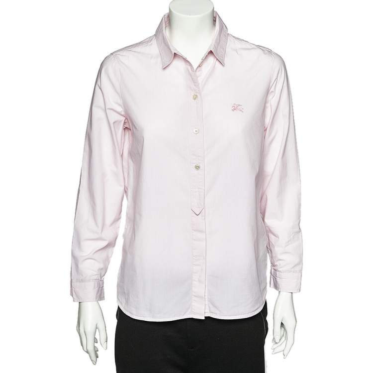 Pre Owned Burberry Brit Pink Striped Cotton Button Front Shirt M