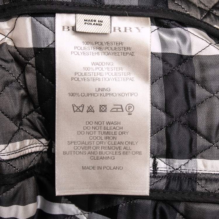 Pre Owned Burberry Black Synthetic Quilted Long Belted Coat S