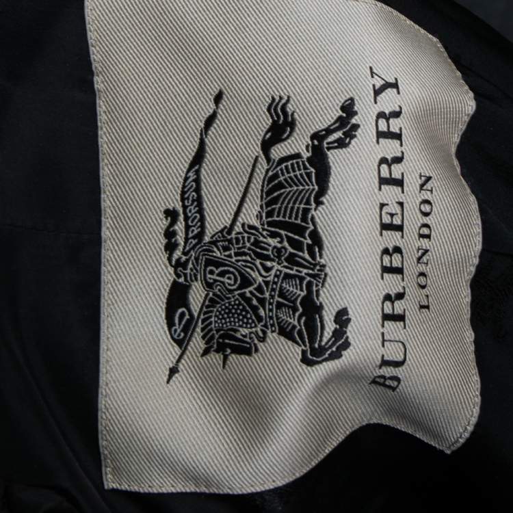 Pre Owned Burberry Grey Wool Epaulette Detail Buttoned Coat S