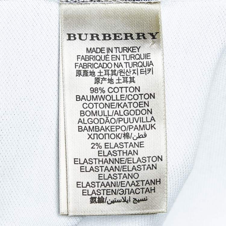 Pre Owned Burberry Brit White Cotton Pique Puff Sleeve Polo T-Shirt L