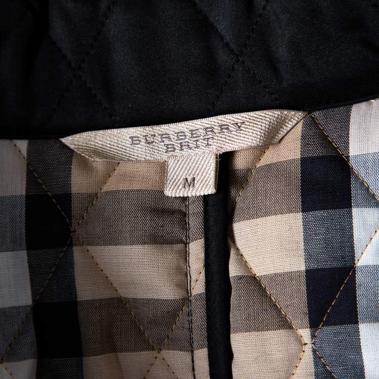 Pre Owned Burberry Brit Black Diamond Quilted Belted Jacket M