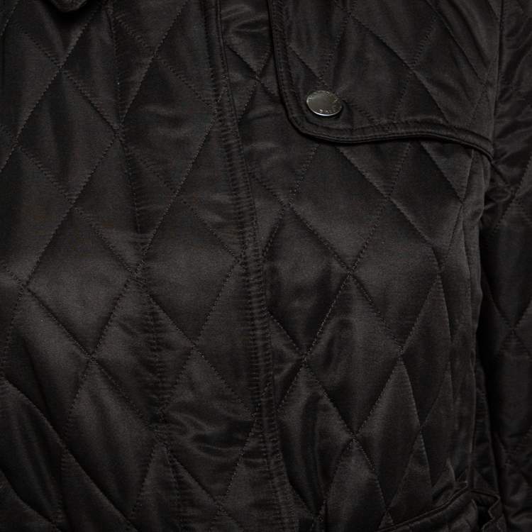 Pre Owned Burberry Brit Black Diamond Quilted Belted Jacket M