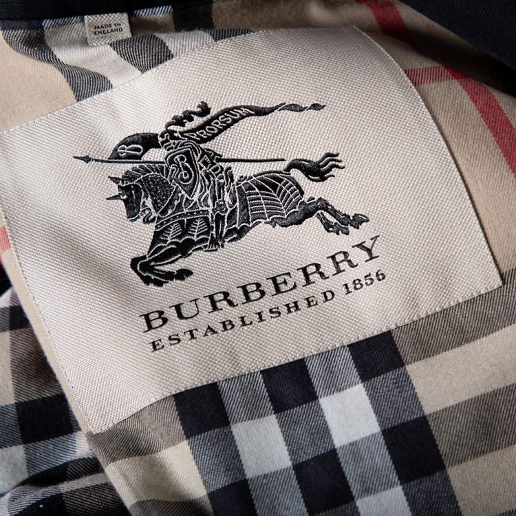 Pre Owned Burberry Black Cotton Double Breasted Belted Trench Coat M