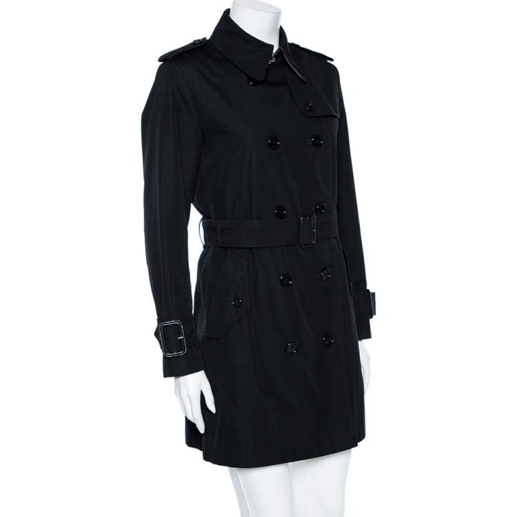 Pre Owned Burberry Black Cotton Double Breasted Belted Trench Coat M