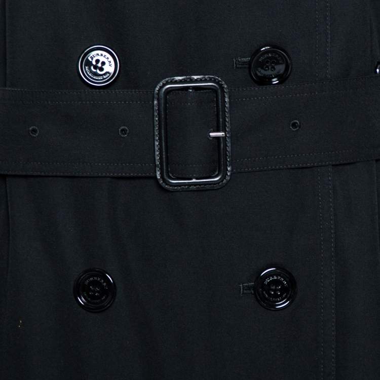 Pre Owned Burberry Black Cotton Double Breasted Belted Trench Coat M