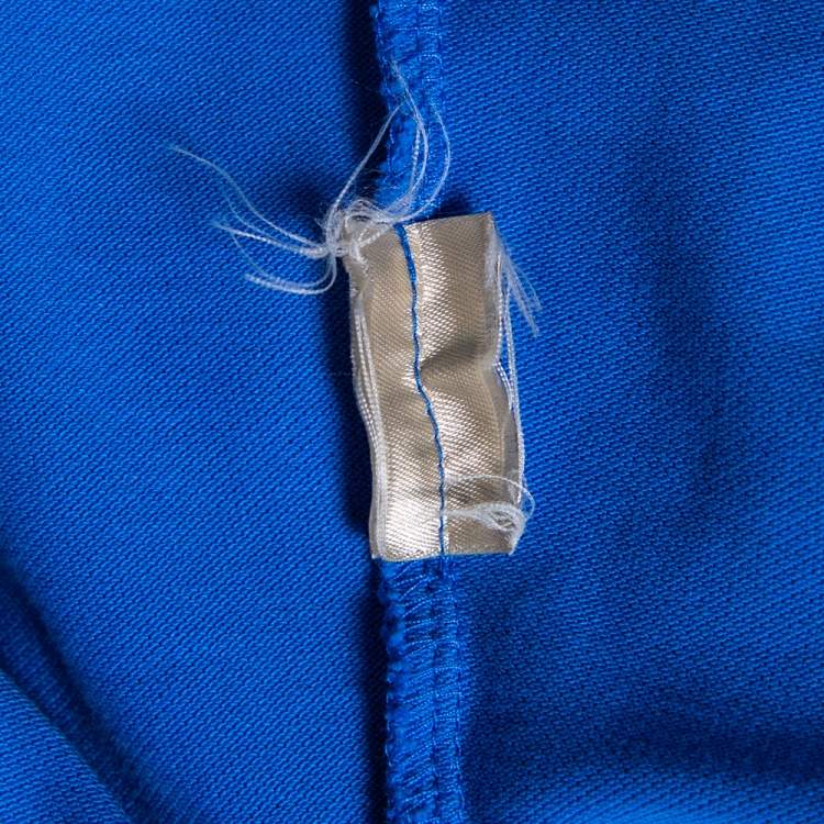 مملوكة مسبقًا Burberry Blue Cotton Pique Ruched Collar Polo T-Shirt M 