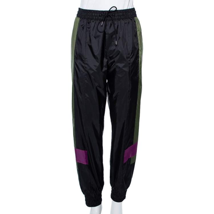 Pre Owned Burberry Black Synthetic Contrast Logo Trim Detailed Joggers S