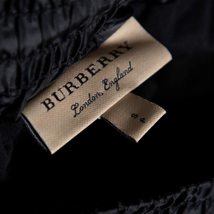 Pre Owned Burberry Black Synthetic Contrast Logo Trim Detailed Joggers S