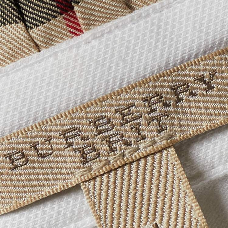Pre Owned Burberry Brit White Cotton Nova Check Collar Detail Polo T-Shirt M