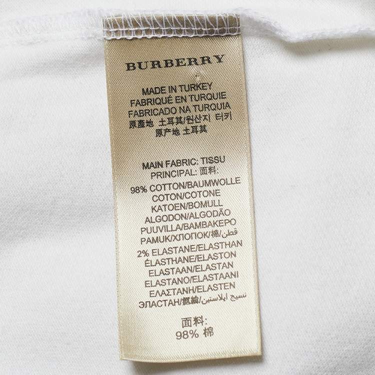 Pre Owned Burberry Brit White Cotton Nova Check Collar Detail Polo T-Shirt M