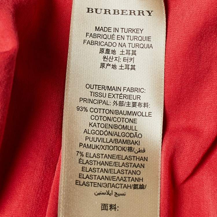Pre Owned Burberry Brit Pink Cotton Check Sleeve Cuff Detail Crewneck T-Shirt M