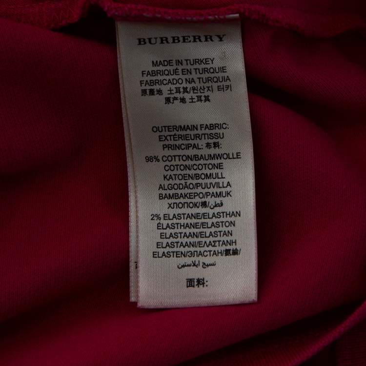 Pre Owned Burberry Brit Pink Cotton Pique Nova Check Trim Detailed Polo T-Shirt M