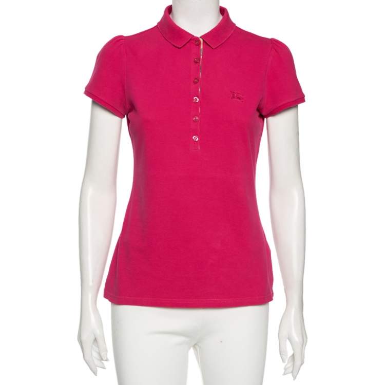 Burberry Brit Pink Cotton Pique Nova Check Trim Detailed Polo T-Shirt M  Burberry | TLC
