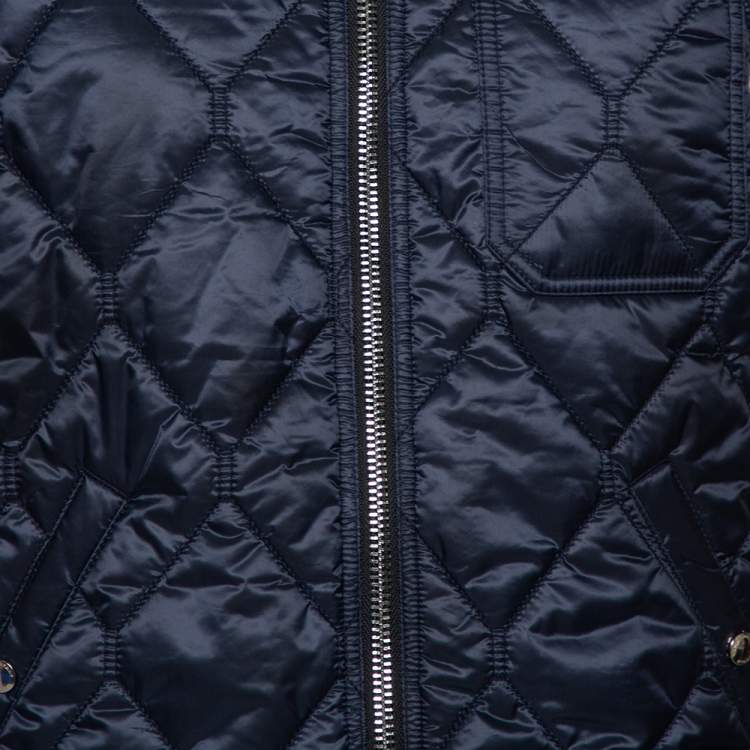 Pre Owned Burberry Navy Blue Synthetic Rib Knit Collar Detailed Vest XL