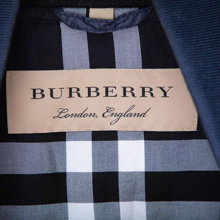 Pre Owned Burberry Navy Blue Synthetic Rib Knit Collar Detailed Vest XL