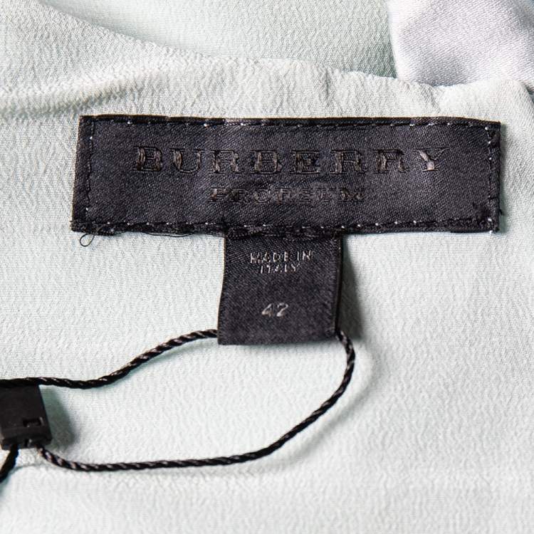Pre Owned Burberry Prorsum Light Blue Sateen Gathered Detailed Short Dress M