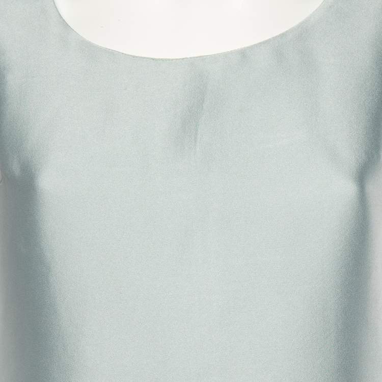 Pre Owned Burberry Prorsum Light Blue Sateen Gathered Detailed Short Dress M