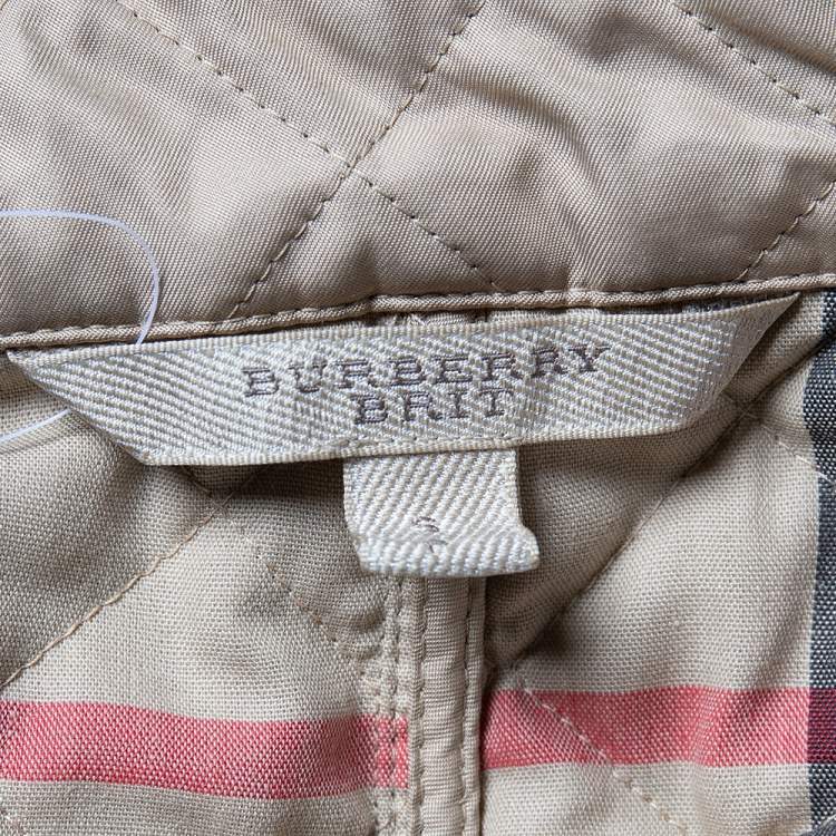 Pre Owned Burberry Beige Synthetic Quilted Button Front Jacket S
